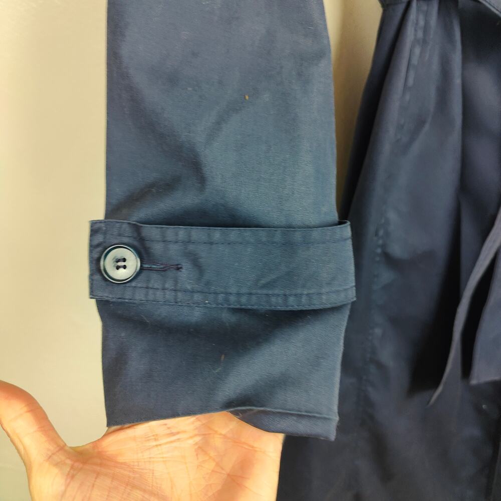 Vintage‎ 1960s Akylon Paris Trench Coat Womens 40 US 8 Navy Blue Jacket French - Picture 4 of 11